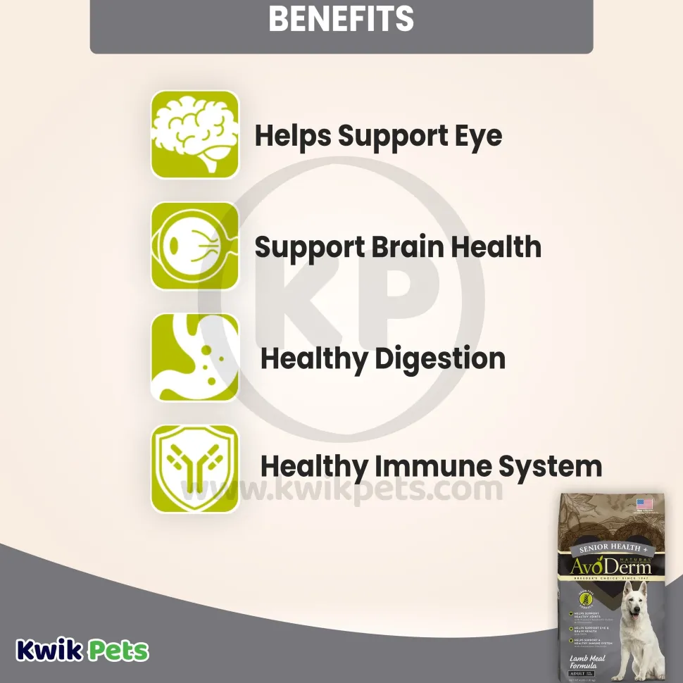 AvoDerm Natural Senior Health + Grain-Free Senior Dry Dog Food Lamb Meal & Brown Rice Formula 4-lb