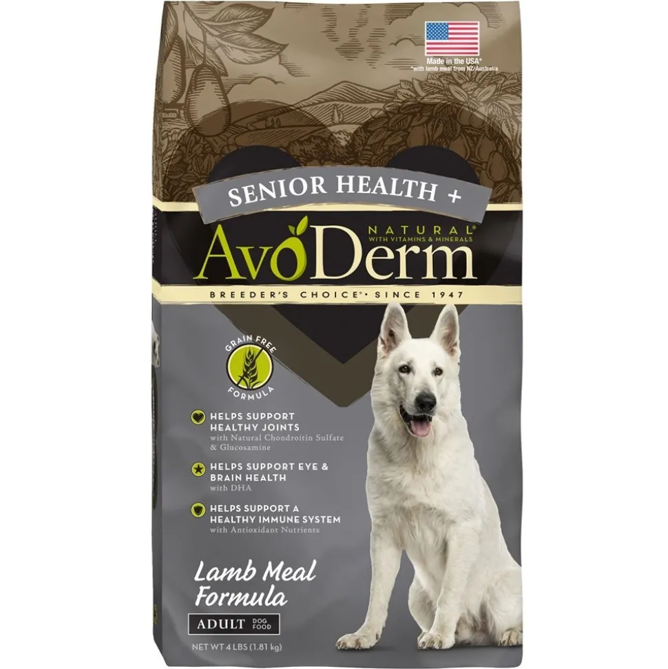 AvoDerm Natural Senior Health + Grain-Free Senior Dry Dog Food Lamb Meal & Brown Rice Formula 4-lb