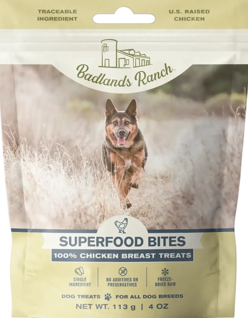 Badlands Ranch Superfood Bites Freeze-Dried Raw Dog Treats Chicken Breast 4-oz