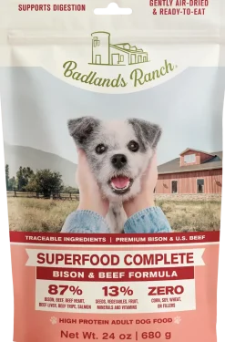 Badlands Ranch Superfood Complete Air-Dried Dog Food Bison & Beef 24-oz
