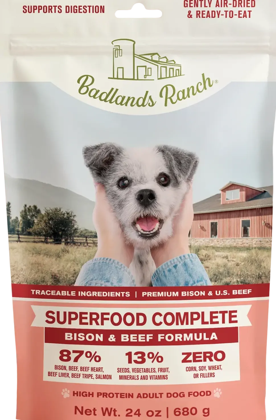 Badlands Ranch Superfood Complete Air-Dried Dog Food Bison & Beef 24-oz