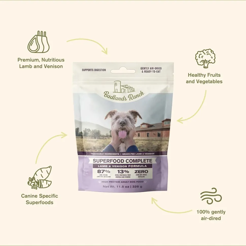 Badlands Ranch Superfood Complete Air-Dried Dog Food Lamb & Venison 11.5-oz