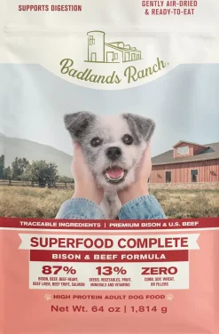 Badlands Ranch Superfood Complete Air-Dried Dog Food Bison & Beef 64-oz