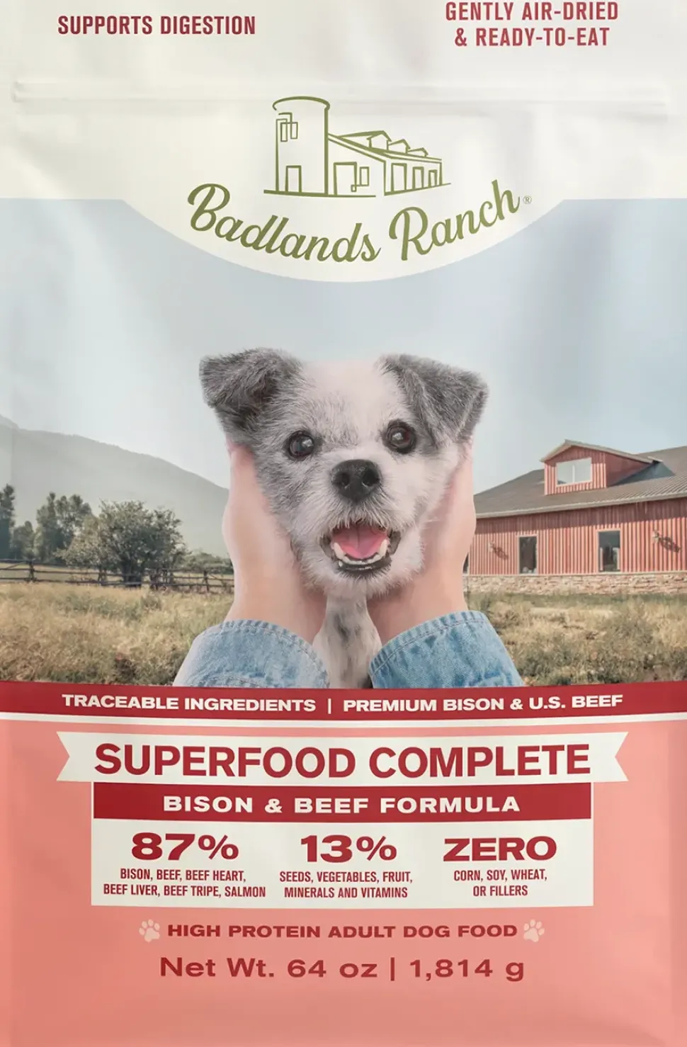 Badlands Ranch Superfood Complete Air-Dried Dog Food Bison & Beef 64-oz
