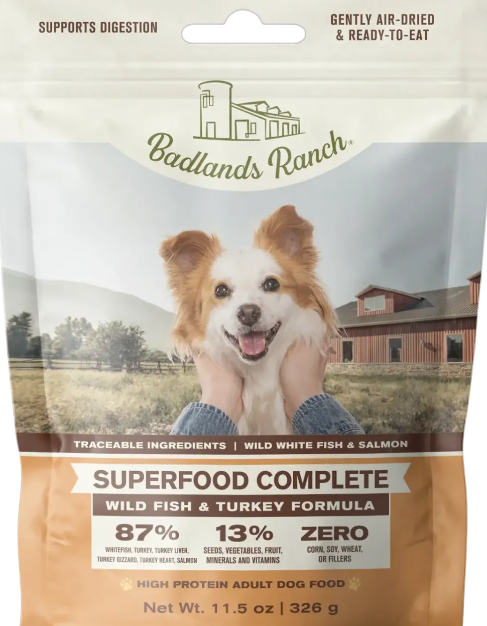 Badlands Ranch Superfood Complete Air-Dried Dog Food Wild Fish & Turkey 11.5-oz