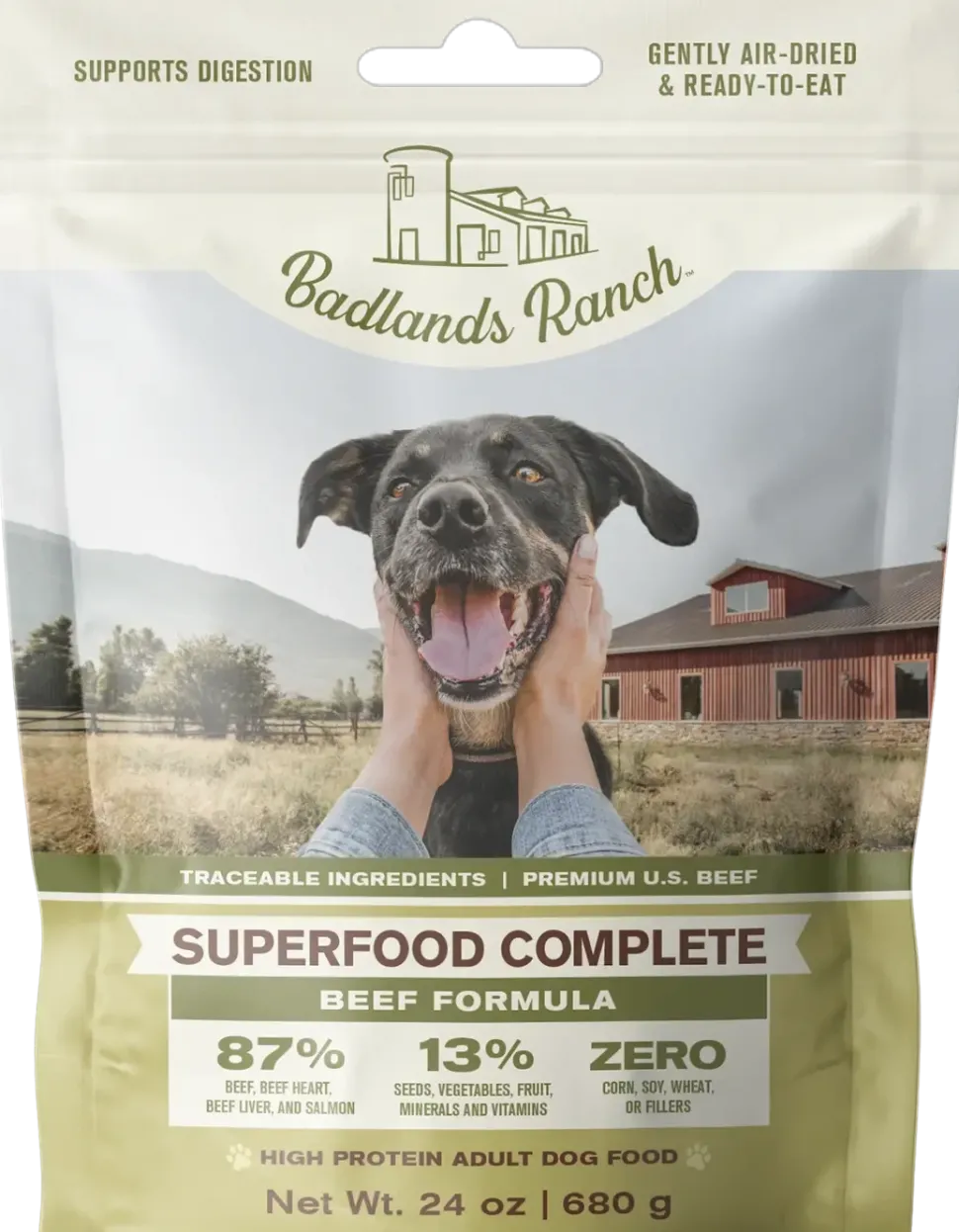 Badlands Ranch Superfood Complete Air-Dried Dog Food Beef 24-oz