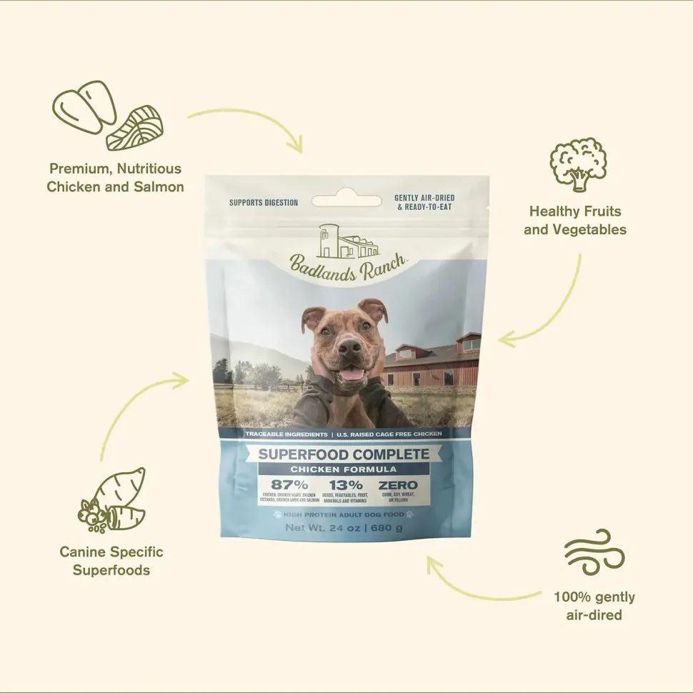 Badlands Ranch Superfood Complete Air-Dried Dog Food Chicken 24-oz