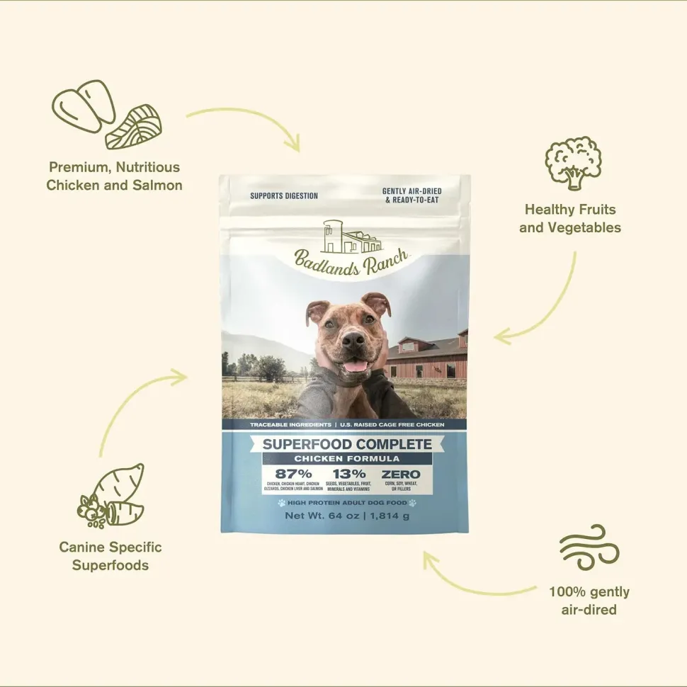 Badlands Ranch Superfood Complete Air-Dried Dog Food Chicken 64-oz