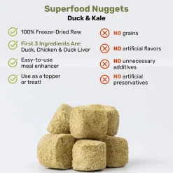 Badlands Ranch Superfood Nuggets Freeze-Dried Raw Dog Treats Duck & Kale 8-oz