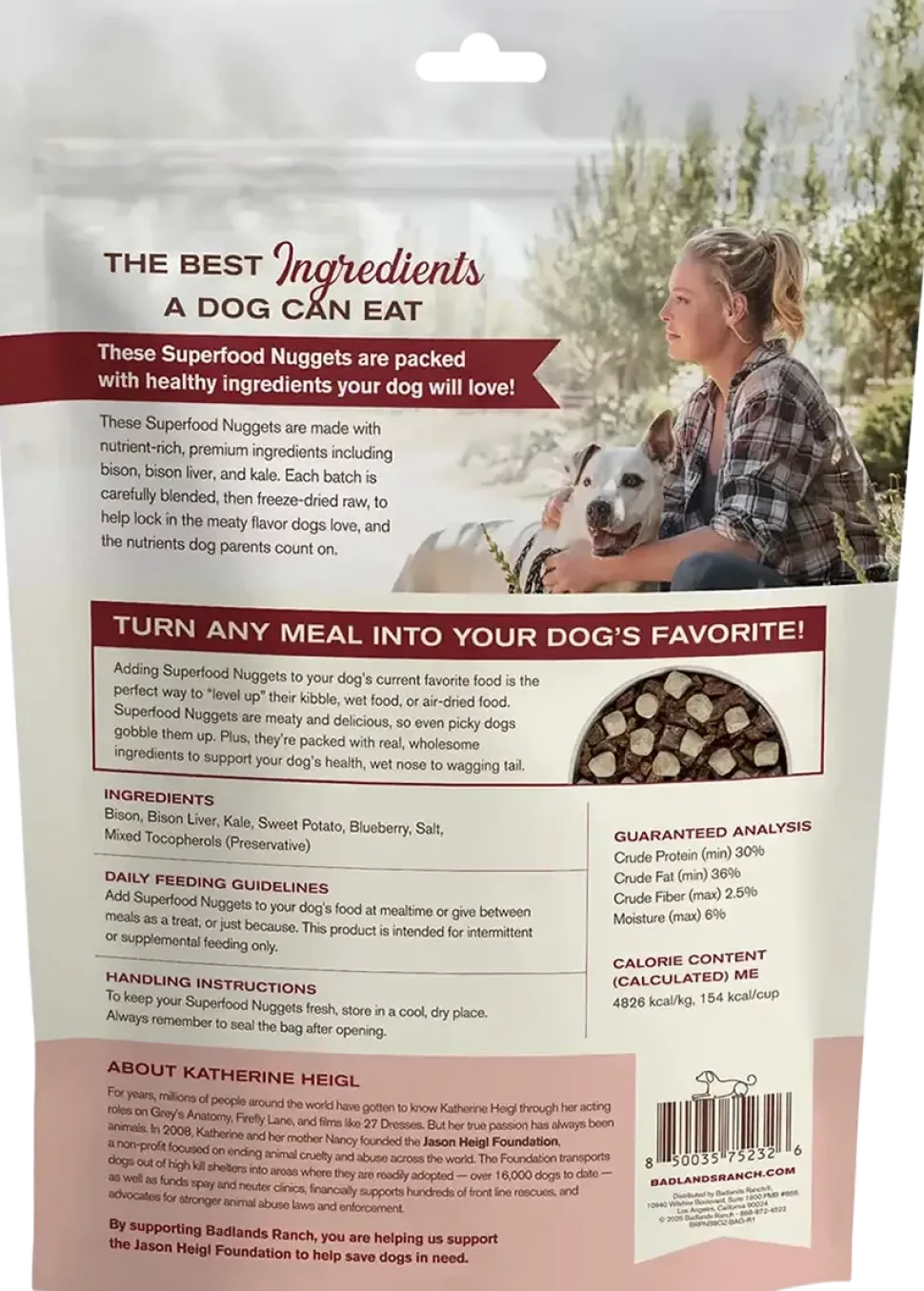 Badlands Ranch Superfood Nuggets Freeze-Dried Raw Dog Treats Bison & Kale 8-oz