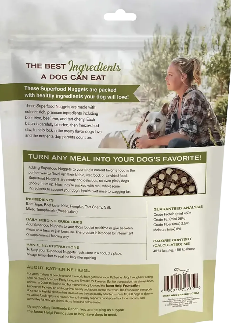 Badlands Ranch Superfood Nuggets Freeze-Dried Raw Dog Treats Beef Tripe & Kale 8-oz