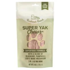 Badlands Ranch Super Yak Chews Superfood Formula Dog Treats 2 Count 6-oz