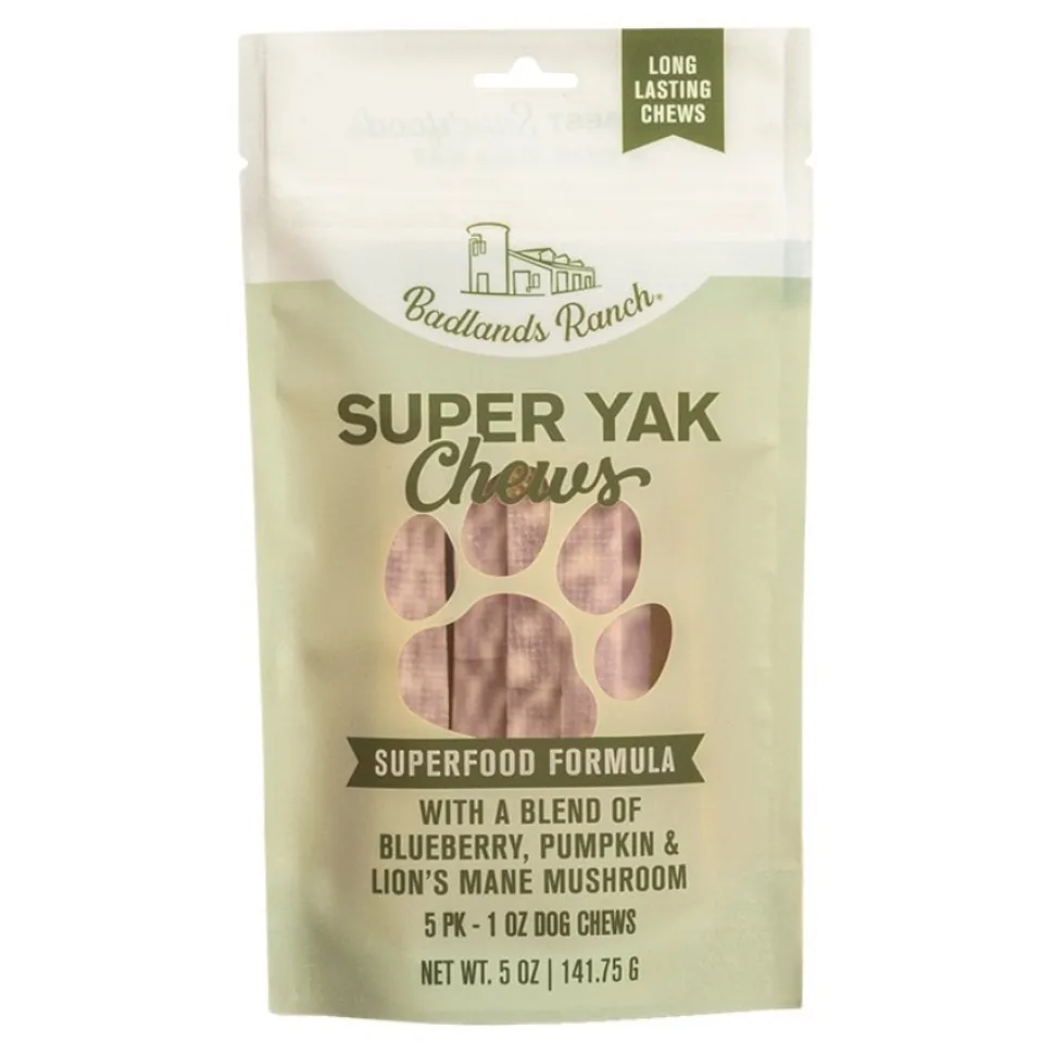 Badlands Ranch Super Yak Chews Superfood Formula Dog Treats 5 Count 5-oz