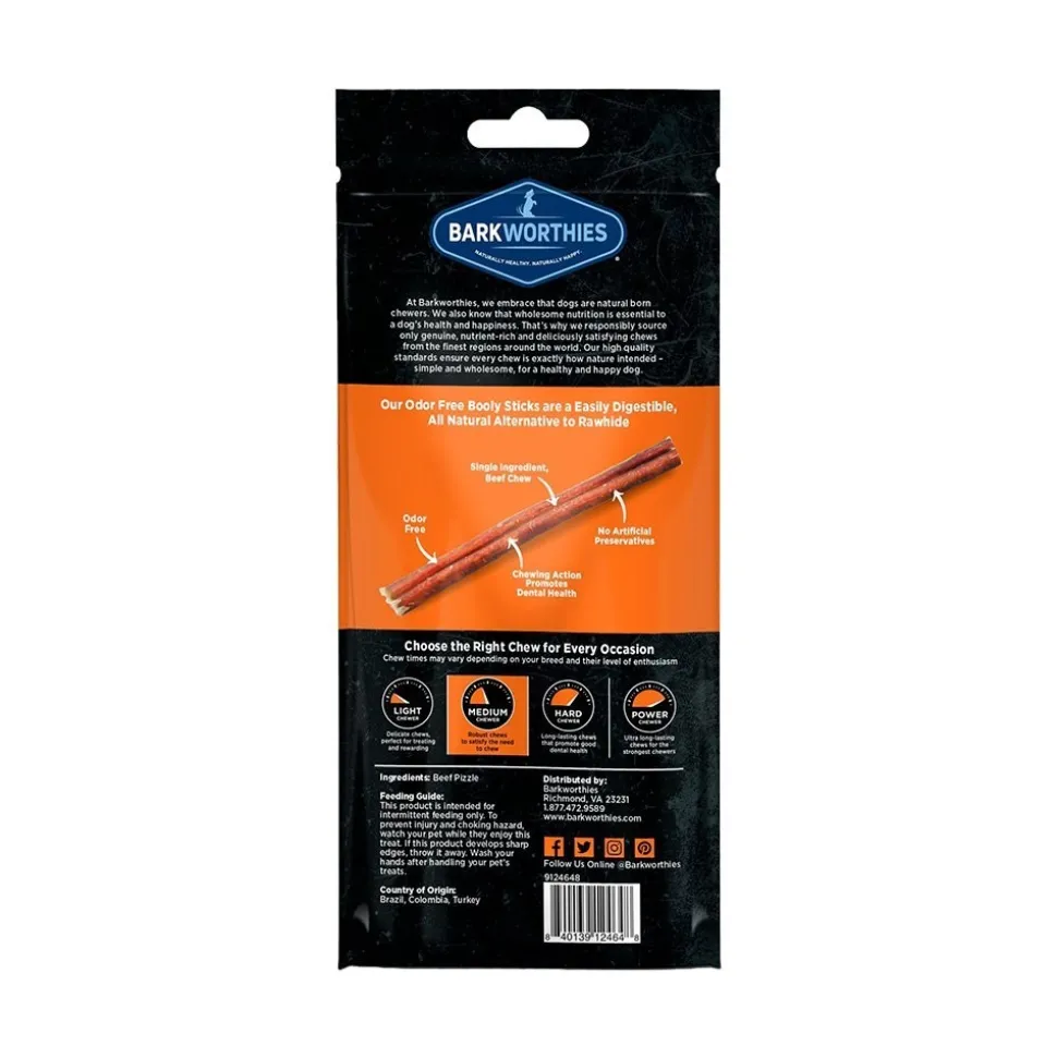 Barkworthies 4" Beef Booly Sticks Small Dog Chews 2 Count