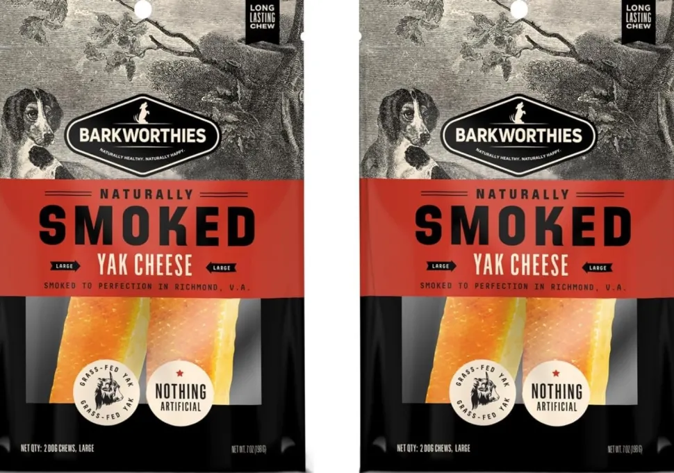 Barkworthies Naturally Smoked Yak Cheese Dog Treats Large 2 Count
