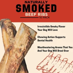 Barkworthies Naturally Smoked Rib Bones Dog Treats Medium 10 Count