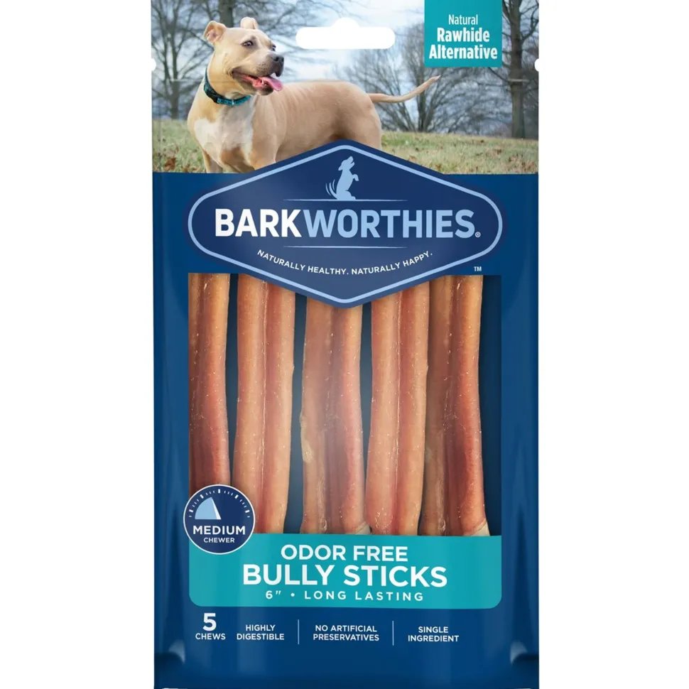 Barkworthies 6" Odor Free Bully Stick Dog Chews 5 Count