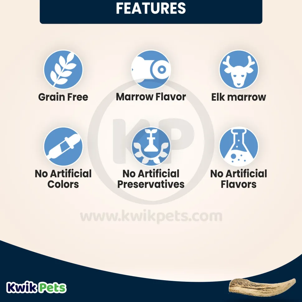 Barkworthies Whole Elk Antler Dog Chew for Large Breed Dogs