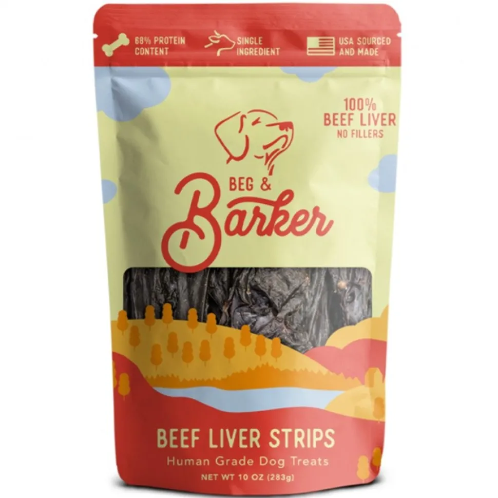 Beg & Barker Beef Liver Strips Dog Jerky Treats 10-oz