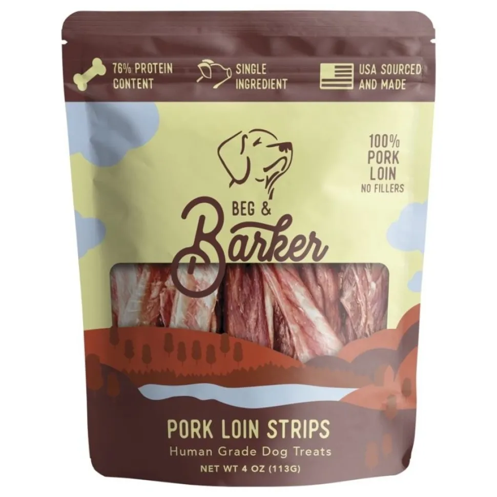 Beg & Barker Pork Loin Strips Dog Jerky Treats 4-oz