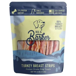Beg & Barker Turkey Breast Strip Dog Jerky Treats 4-oz