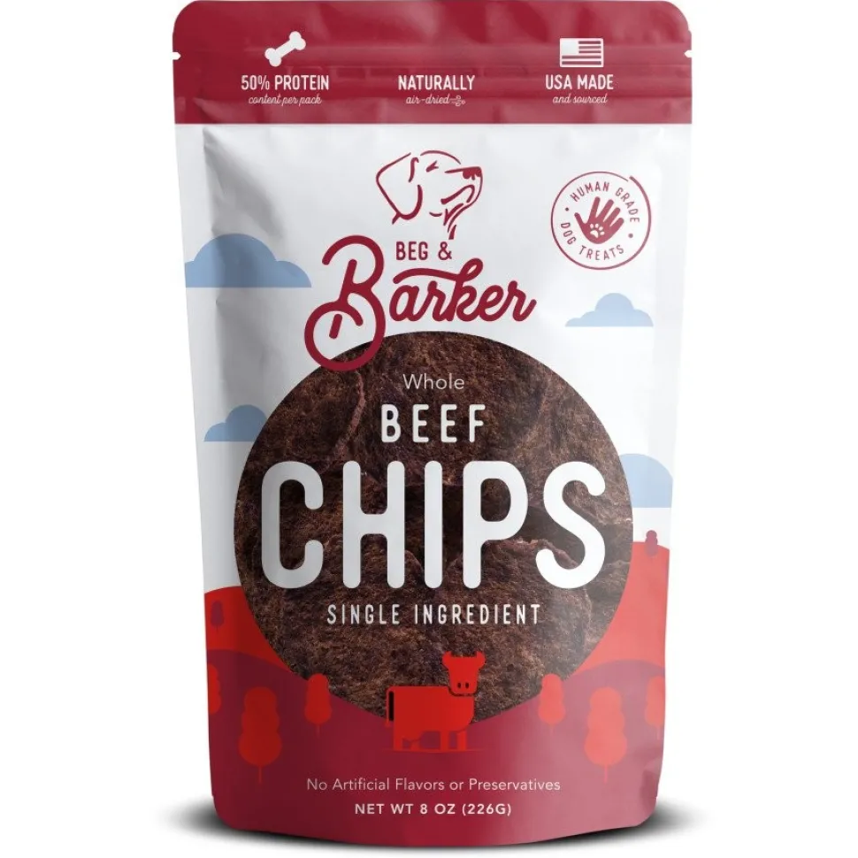 Beg & Barker Whole Beef Heart Chips All Natural Dog Treats 8‑oz