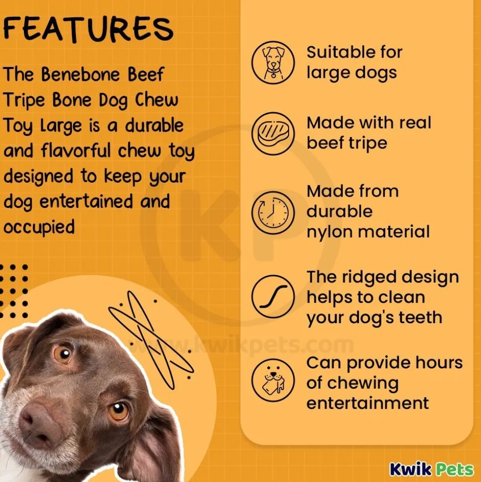 Benebone Beef Tripe Bone Dog Chew Toy Large