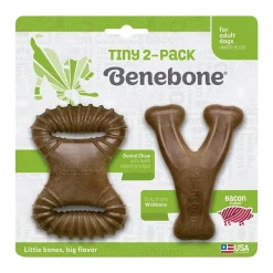 Benebone Dental Chew & Wishbone Dog Chew Toy Bacon Tiny 2 Count