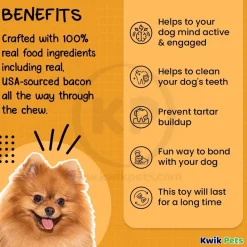 Benebone Dental Chew & Wishbone Dog Chew Toy Bacon Tiny 2 Count