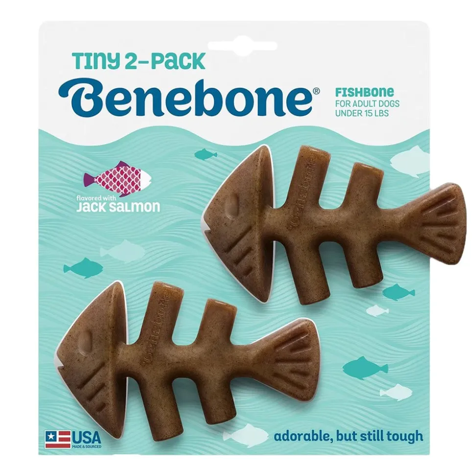 Benebone Jack Salmon Fishbone Dog Chew Toy Tiny 2 Count