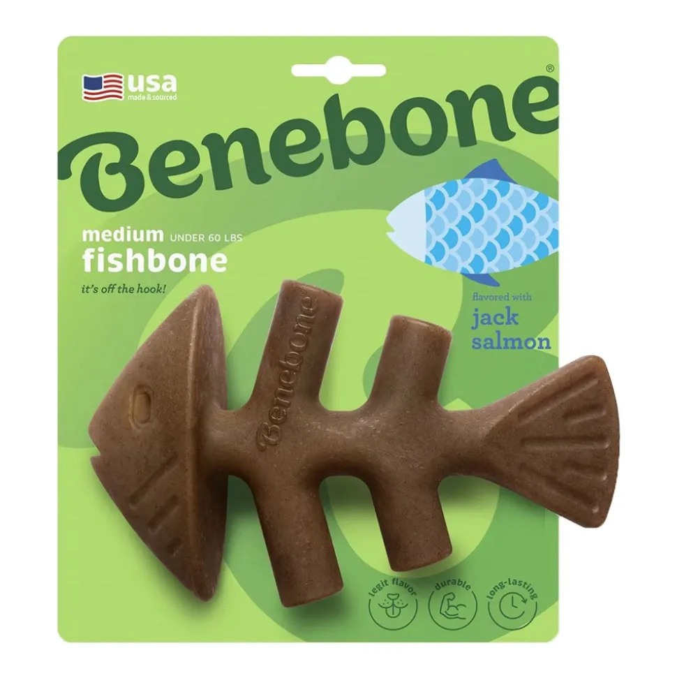 Benebone Jack Salmon Fishbone Dog Chew Toy Medium