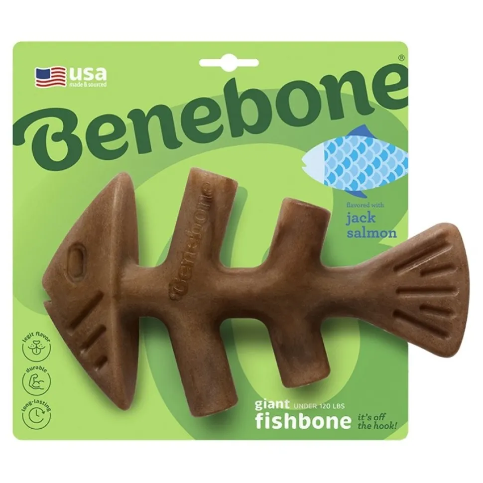Benebone Jack Salmon Fishbone Dog Chew Toy Giant