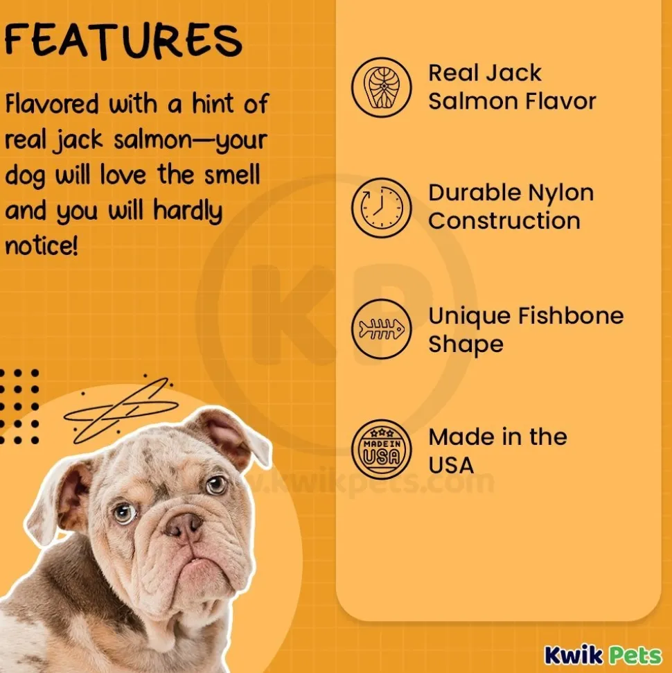 Benebone Jack Salmon Fishbone Dog Chew Toy Small