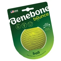 Benebone Natural Rubber Ball Dog Toy Green Medium