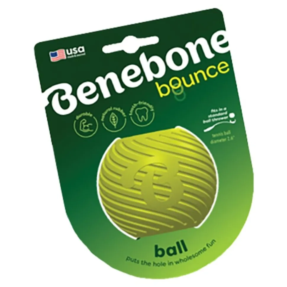 Benebone Natural Rubber Ball Dog Toy Green Medium