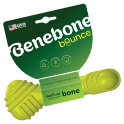 Benebone Natural Rubber Bone Dog Chew toy Green Medium
