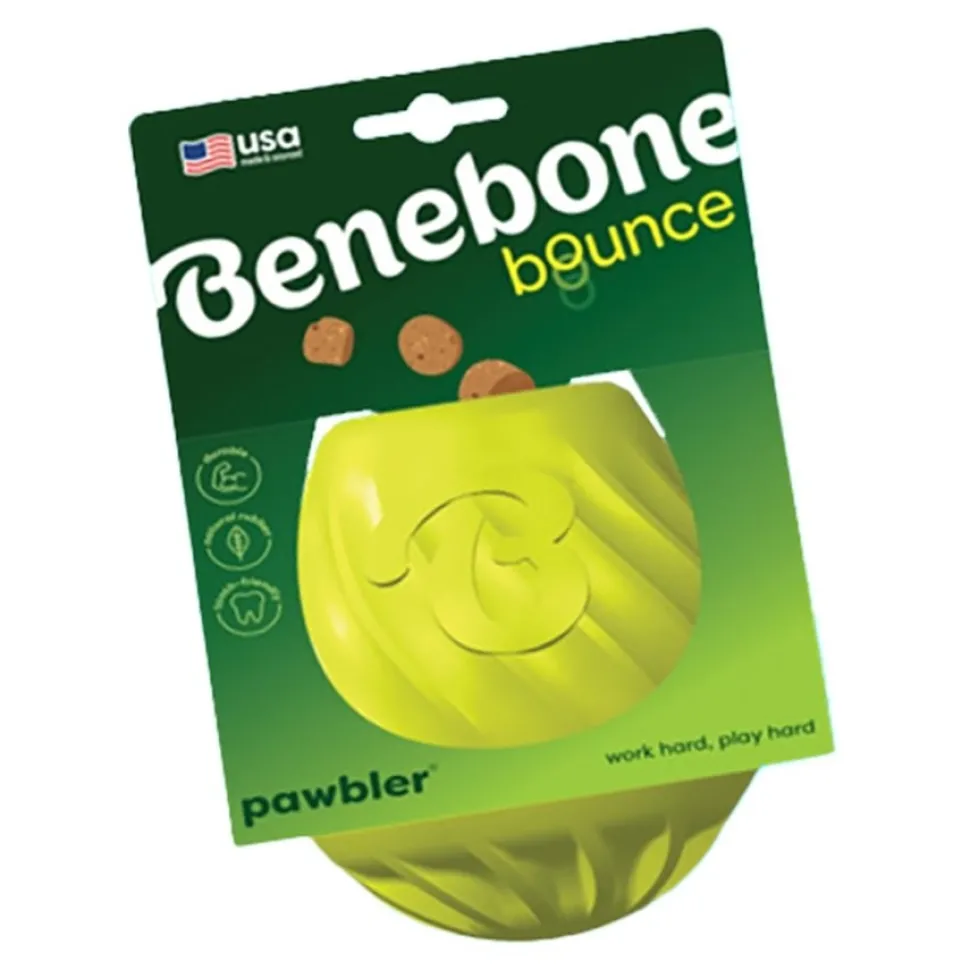 Benebone Natural Rubber Pawbler Treat Dispensing Dog Toy Green Medium
