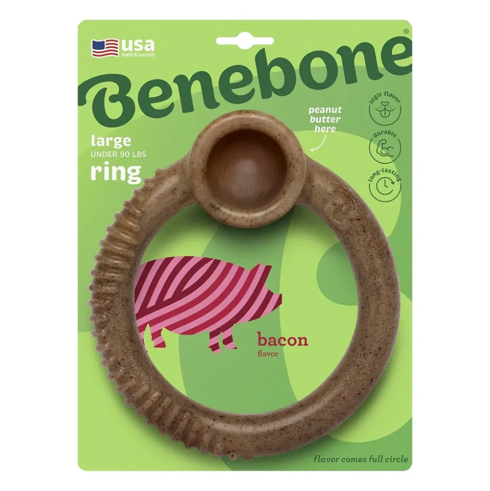 Benebone Ring Dog Chew Toy Bacon Large