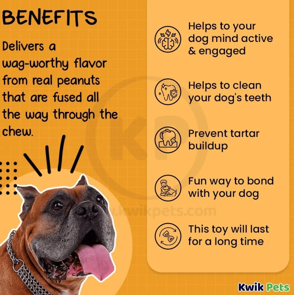 Benebone Wishbone Dog Chew Toy Peanut Butter Large
