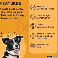 Benebone Wishbone Dog Chew Toy Bacon Small