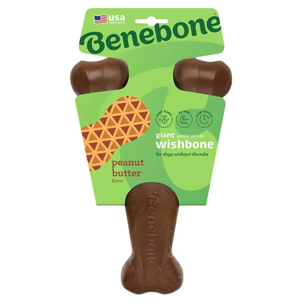 Benebone Wishbone Dog Chew Toy Peanut Butter Giant