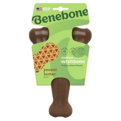 Benebone Wishbone Dog Chew Toy Peanut Butter Medium
