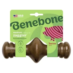 Benebone Zaggler Durable Dog Chew Toy Bacon Medium