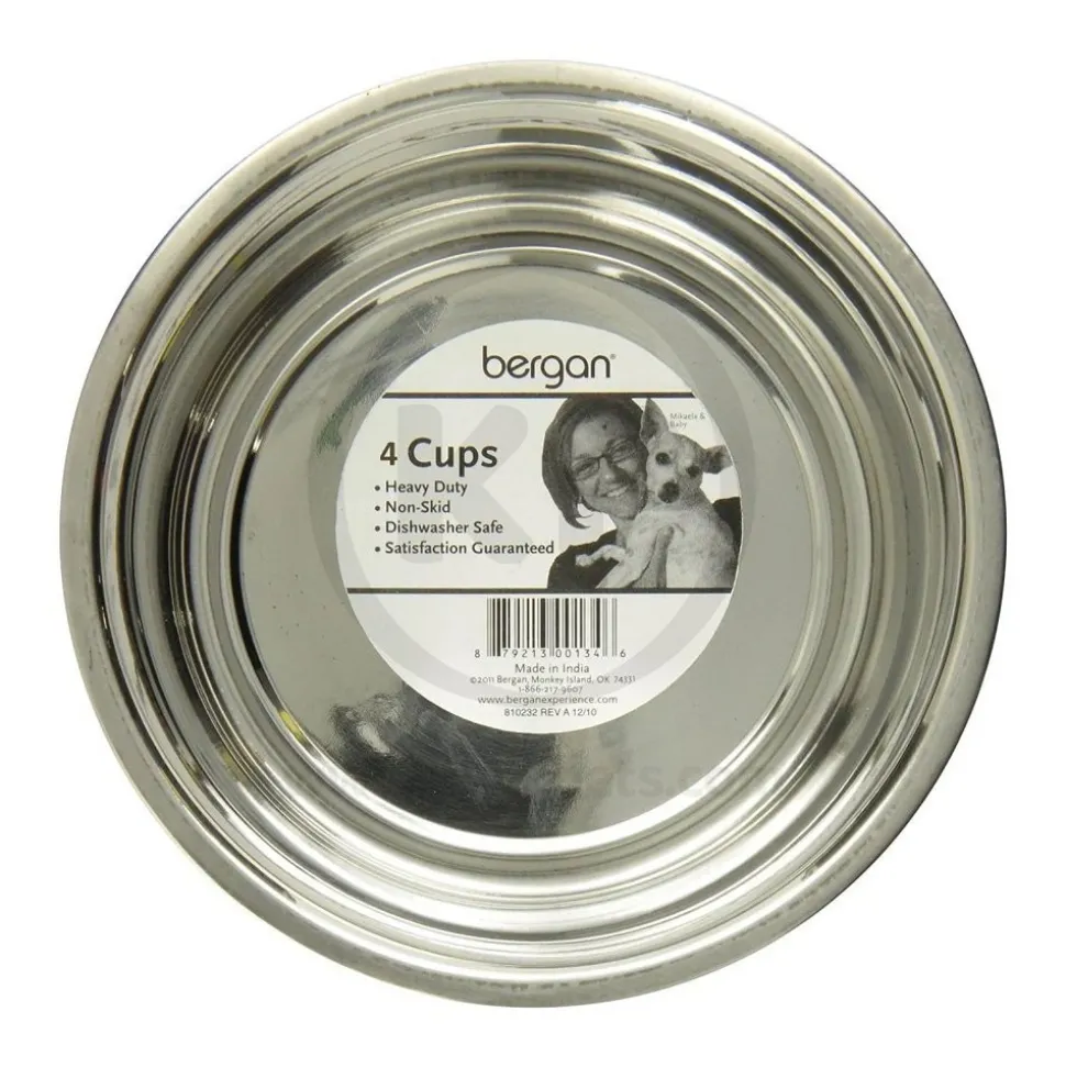 Bergan Heavy Duty Stainless Steel Dog & Cat Bowl 4-Cups Capacity