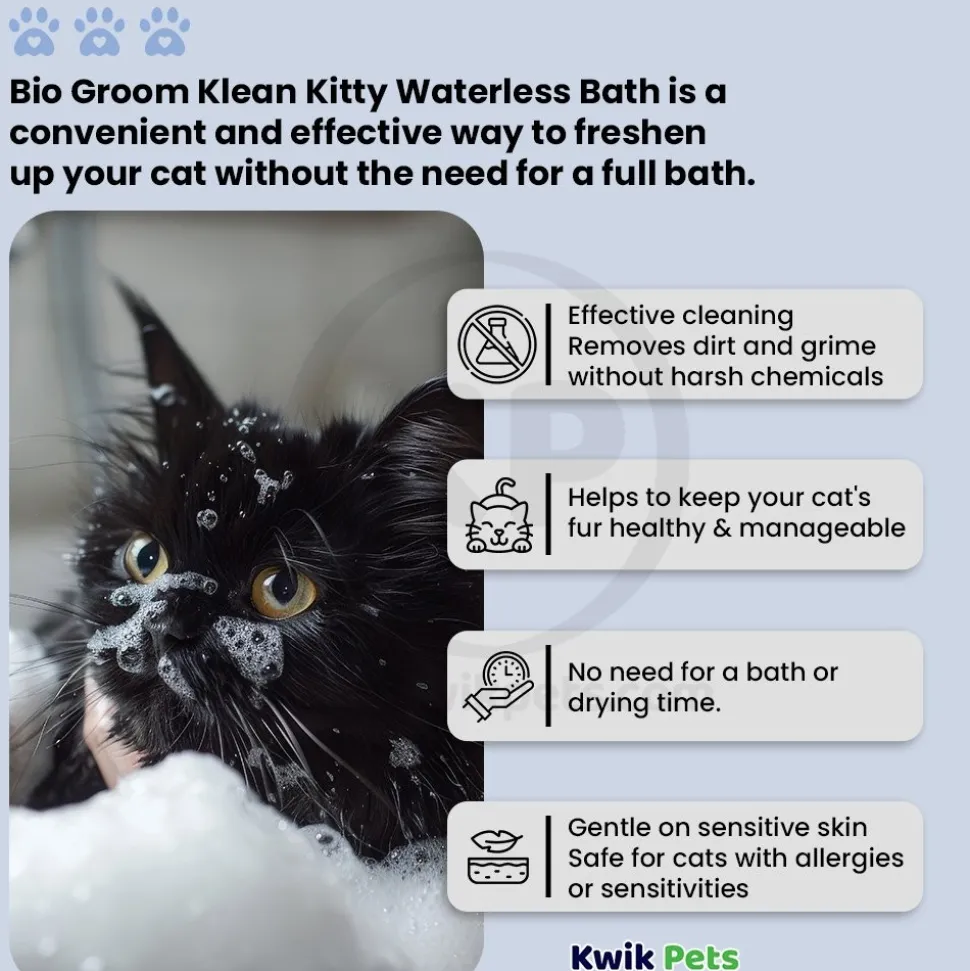 Bio-Groom Klean Kitty Waterless Bath No Rinse Cat Shampoo 8-oz