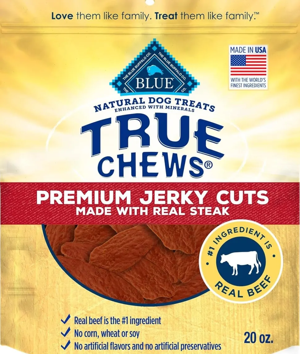Blue Buffalo True Chews Premium Jerky Cuts Natural Dog Treats Real Steak 20-oz