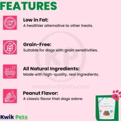 Bocce's Bakery Birthday Cake Crunchy Biscuits Dog Treats Peanut Butter Carob & Vanilla 5-oz