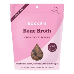Bocce's Bakery Bone Broth Crunchy Biscuits Dog Treats Beef Bone Broth Carrots & Parsley 5-oz