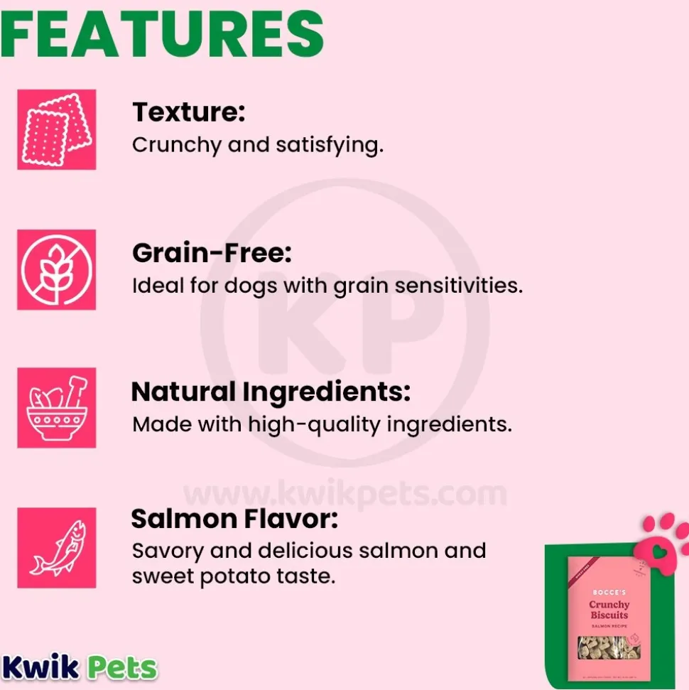 Bocce's Bakery Crunchy Biscuits Dog Treats Salmon 14-oz