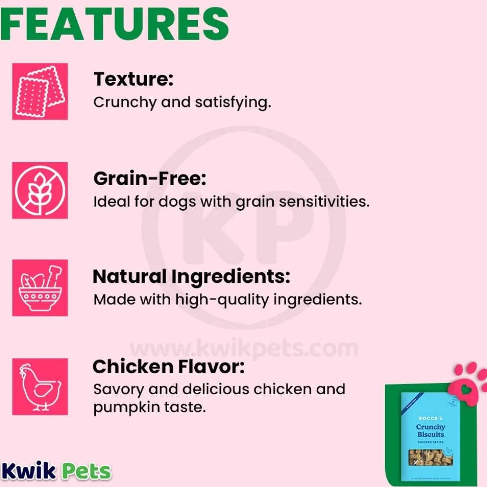 Bocce's Bakery Crunchy Biscuits Dog Treats Chicken 14-oz
